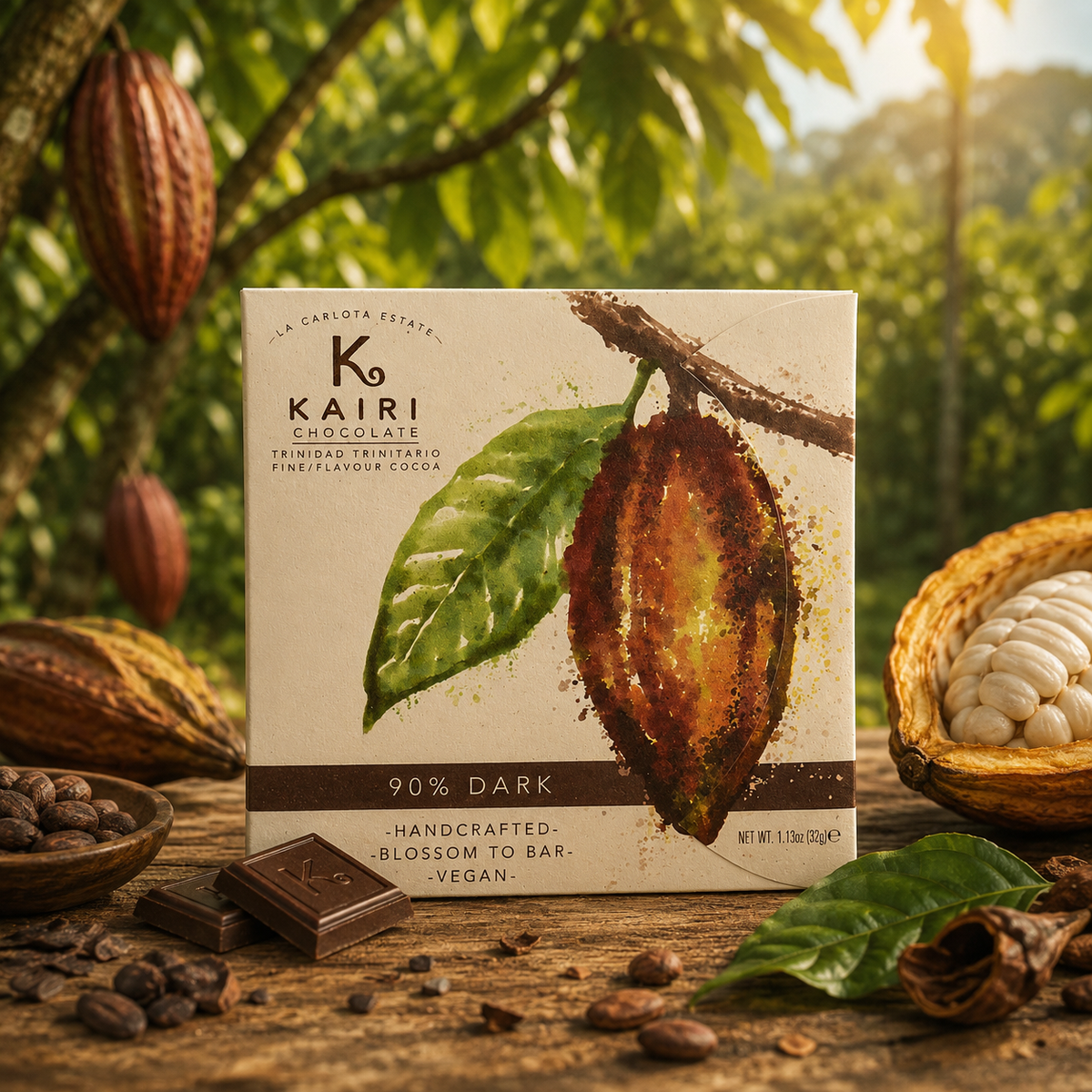 Kairi 90% Dark Chocolate | Tree to Bar Single Estate Vegan Chocolate from Trinidad
