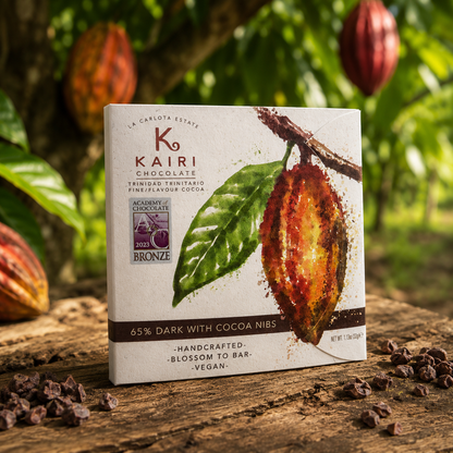 Kairi 65% Dark Chocolate with Roasted Cocoa Nibs | Tree to Bar Single Estate Vegan Chocolate