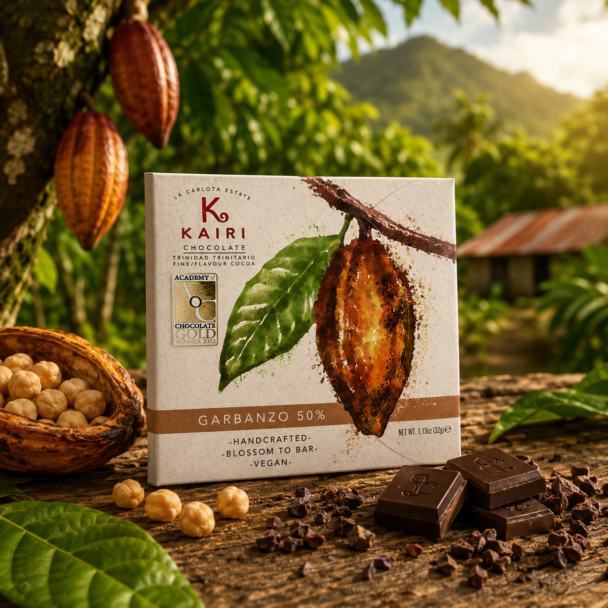 Kairi 50% Vegan Dark Chocolate with Garbanzo Beans | Tree to Bar Trinidad Chocolate