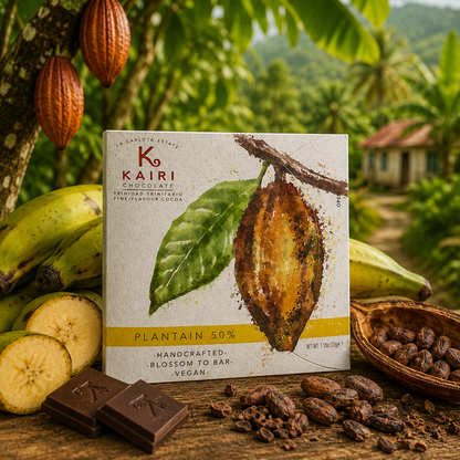 Kairi Plantain 50% Vegan Chocolate | Tree to Bar Single Estate Chocolate from Trinidad
