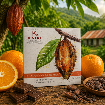 Kairi Orange 50% Dark Milk Chocolate | Tree to Bar Trinidad Chocolate with Natural Orange