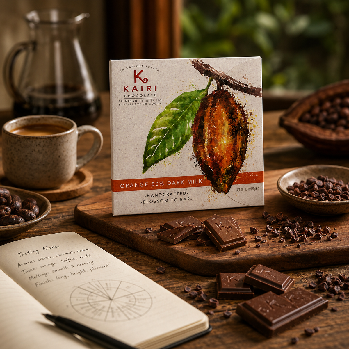 Kairi Orange 50% Dark Milk Chocolate | Tree to Bar Trinidad Chocolate with Natural Orange