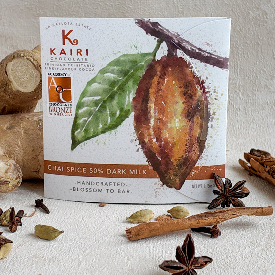 Kairi 50% Dark Milk Chocolate with Chai Spices | Tree to Bar Trinidad Chocolate