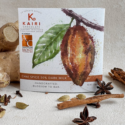Kairi 50% Dark Milk Chocolate with Chai Spices | Tree to Bar Trinidad Chocolate