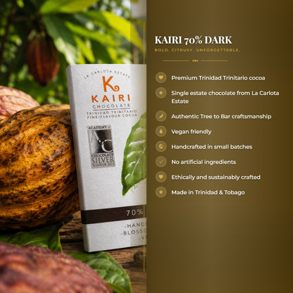 Kairi 70% Dark Chocolate | Tree to Bar Single Estate Vegan Chocolate from Trinidad