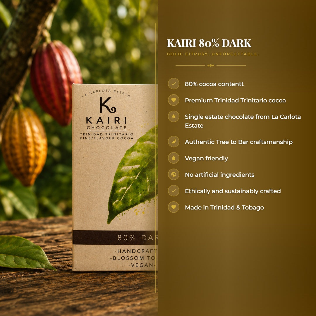 Kairi 80% Dark Chocolate | Tree to Bar Single Estate Vegan Chocolate from Trinidad