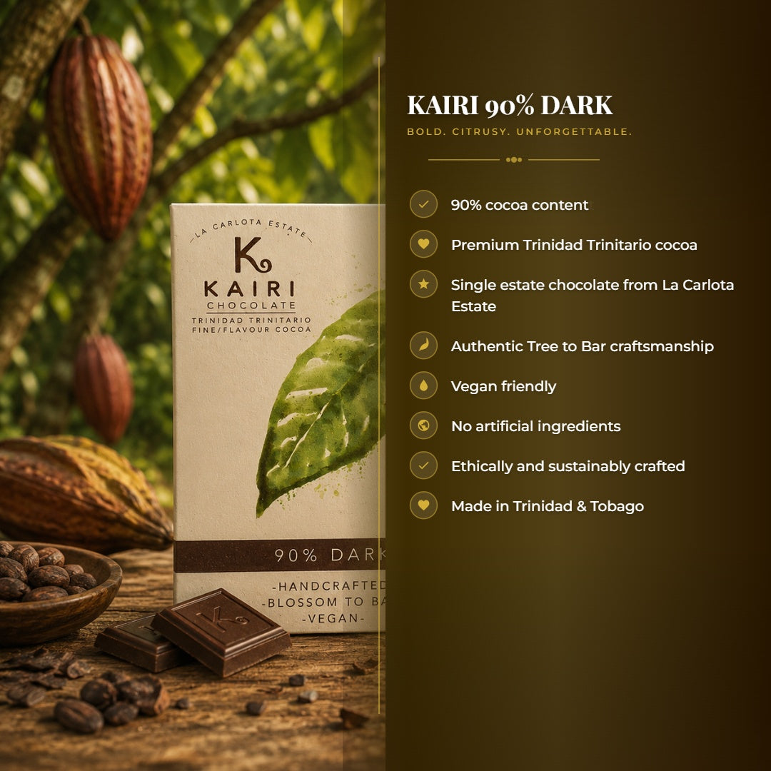 Kairi 90% Dark Chocolate | Tree to Bar Single Estate Vegan Chocolate from Trinidad