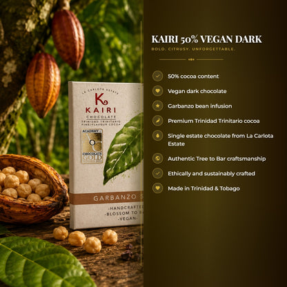 Kairi 50% Vegan Dark Chocolate with Garbanzo Beans | Tree to Bar Trinidad Chocolate