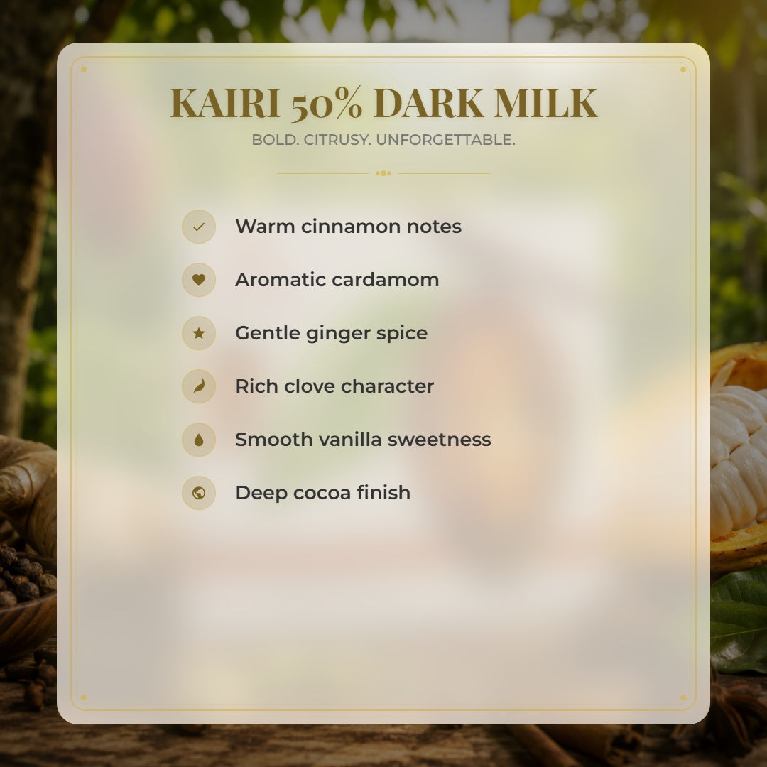 Kairi 50% Dark Milk Chocolate with Chai Spices | Tree to Bar Trinidad Chocolate