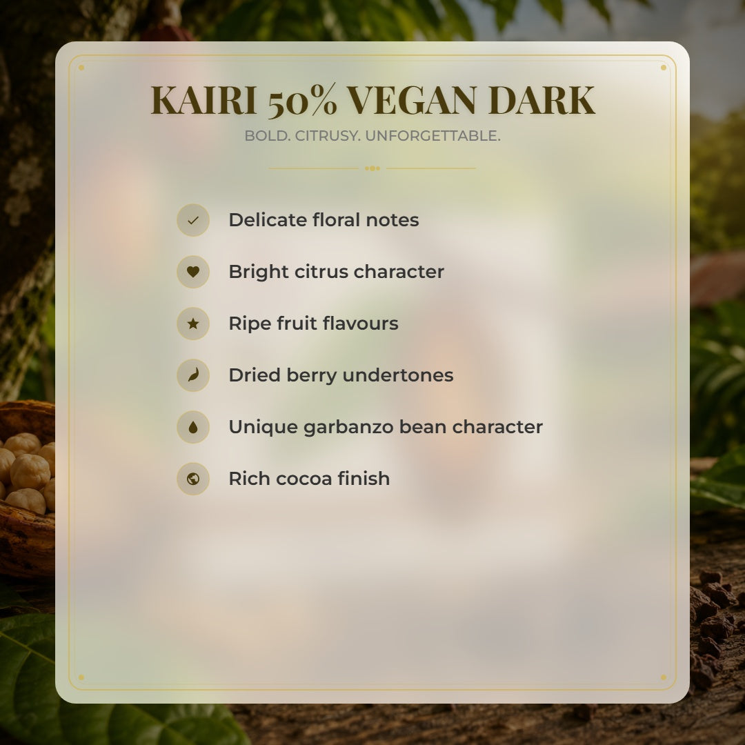 Kairi 50% Vegan Dark Chocolate with Garbanzo Beans | Tree to Bar Trinidad Chocolate
