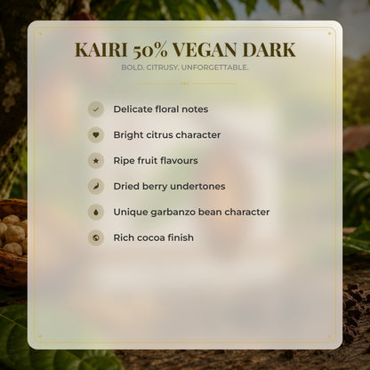 Kairi 50% Vegan Dark Chocolate with Garbanzo Beans | Tree to Bar Trinidad Chocolate