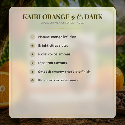 Kairi Orange 50% Dark Milk Chocolate | Tree to Bar Trinidad Chocolate with Natural Orange