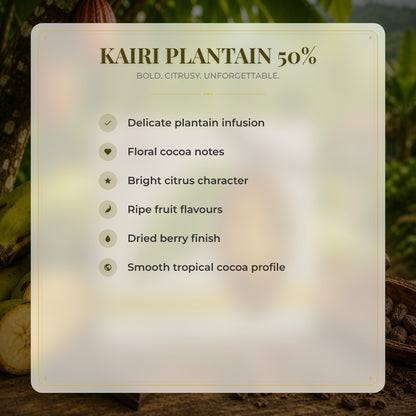 Kairi Plantain 50% Vegan Chocolate | Tree to Bar Single Estate Chocolate from Trinidad